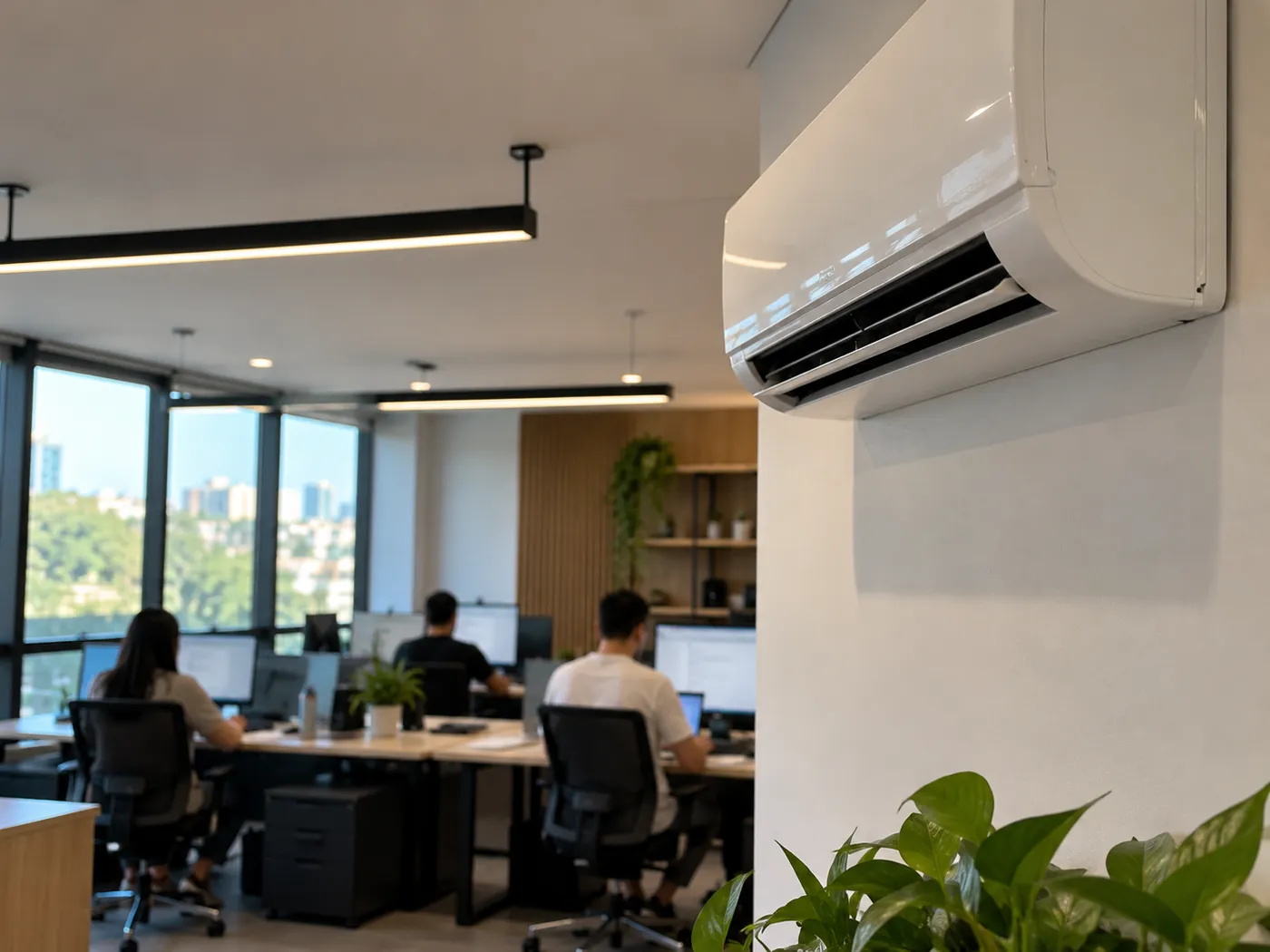 Ar-condicionado instalado em ambiente de empresa